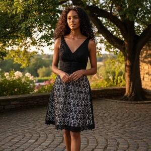 Tadashi Silk Dress Lace Ruched